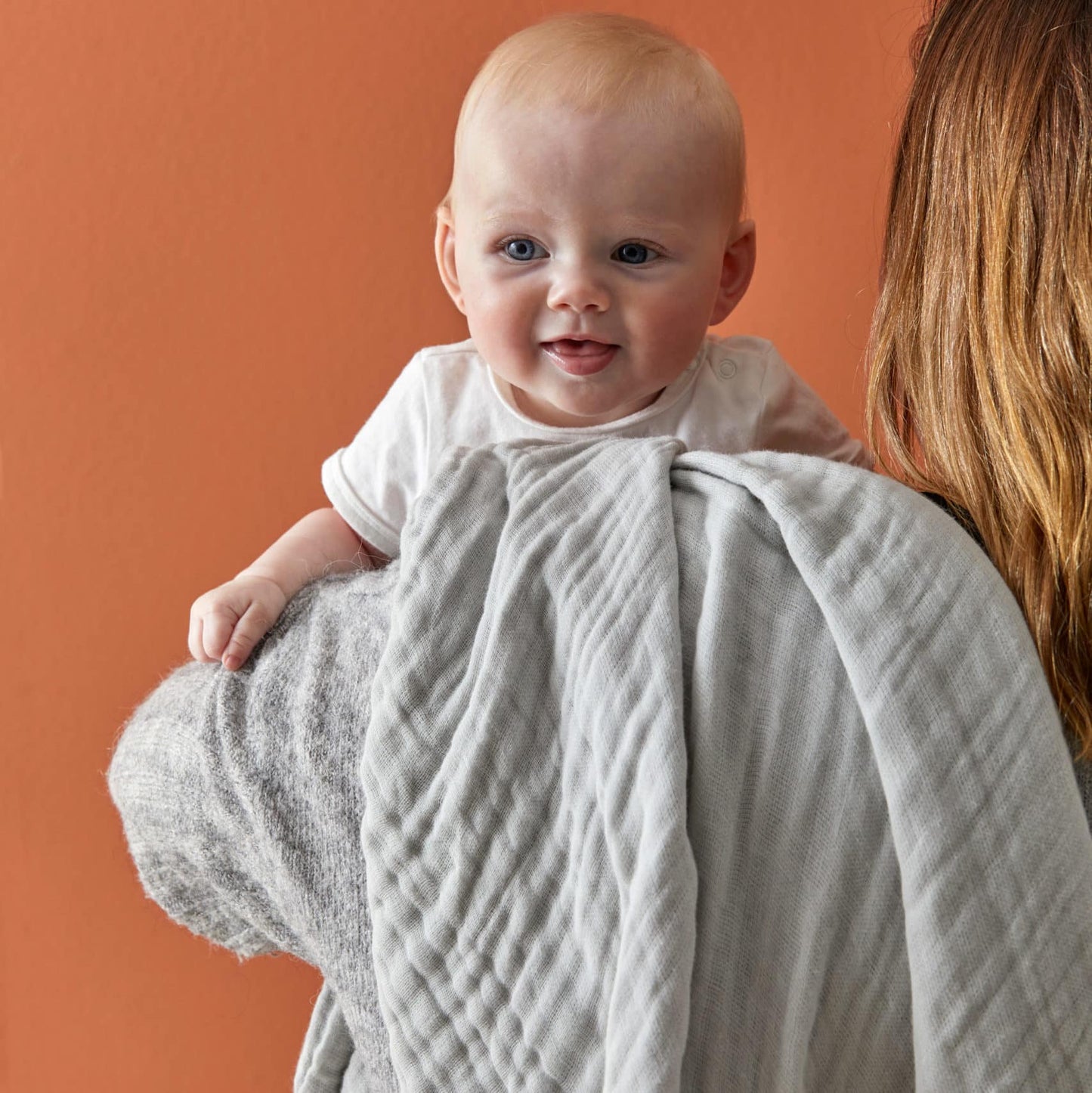 100% Cotton Grey Double Muslin Baby Blanket