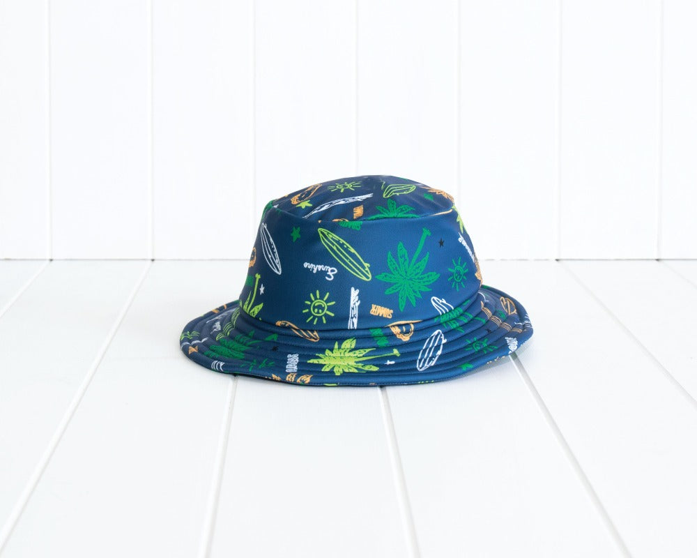 Navy Surf Swim Wide Brim Hat 3-6 years