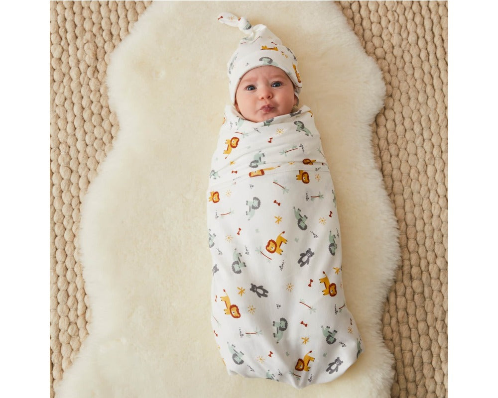 Adventure Baby Wrap & Knotted Beanie Set