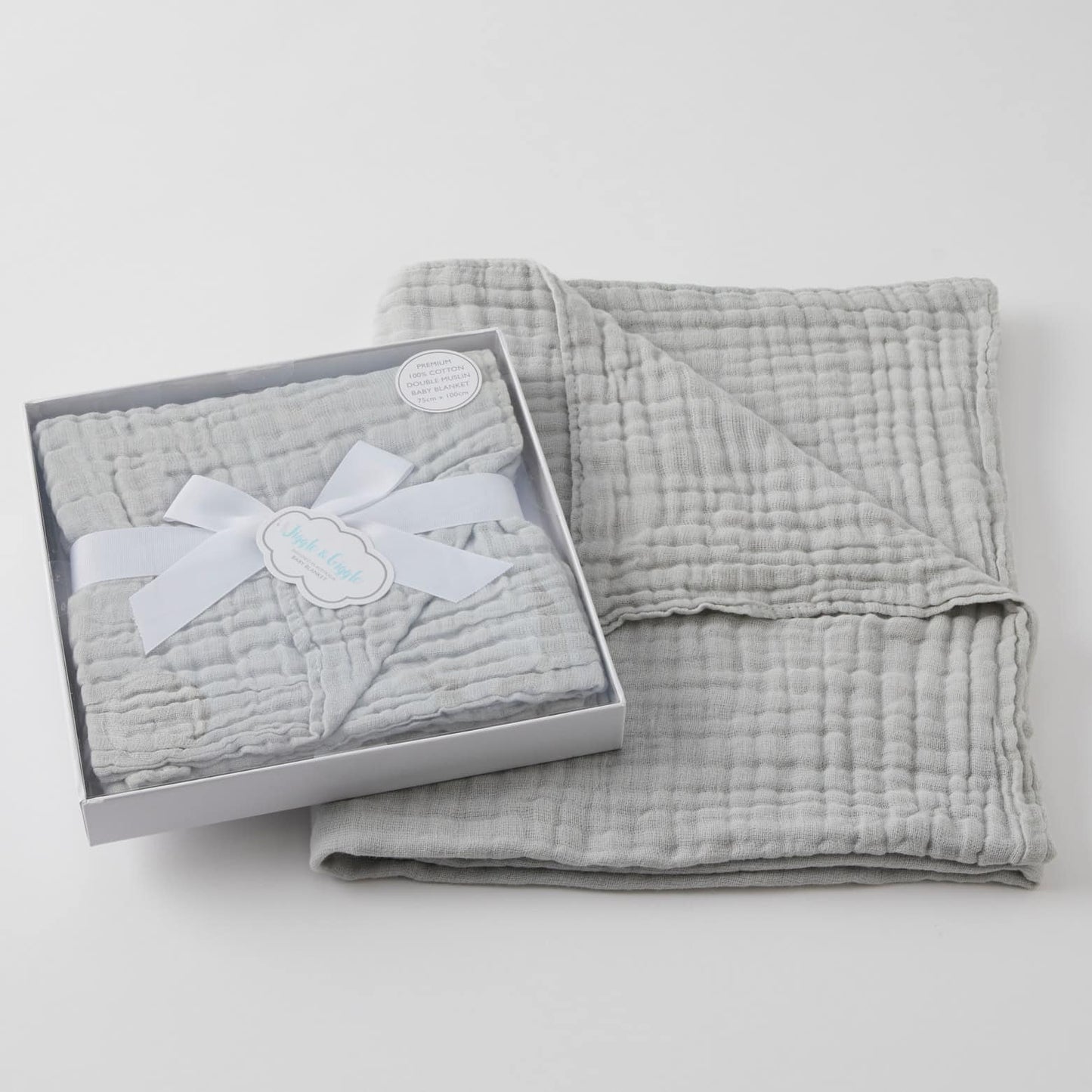 100% Cotton Grey Double Muslin Baby Blanket
