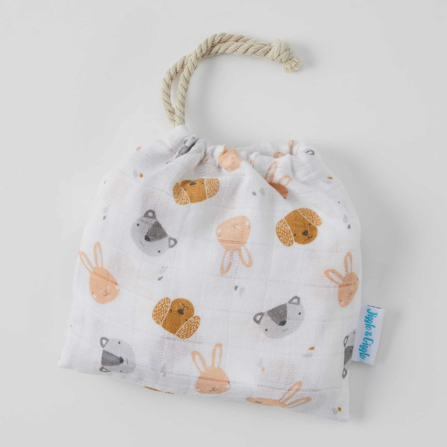 Animal Faces Muslin Bib Set Of 2